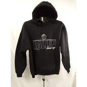 Gameday Threadz Men's Black Basketball Ballin' Lace Up Sweatshirt Size Large